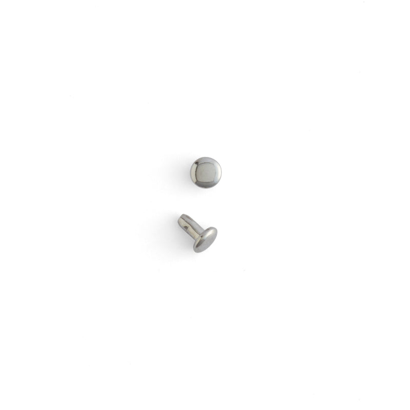 Neat Mini Double Cap Rivets Nickel Plate 100 Pack