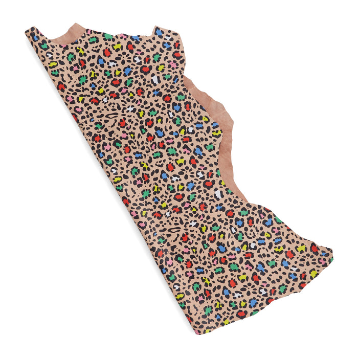 Piel de oveja con estampado de leopardo multicolor