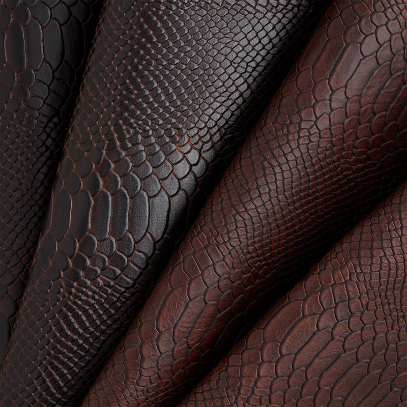 Épaule unique en cuir tanné végétal gaufré façon python