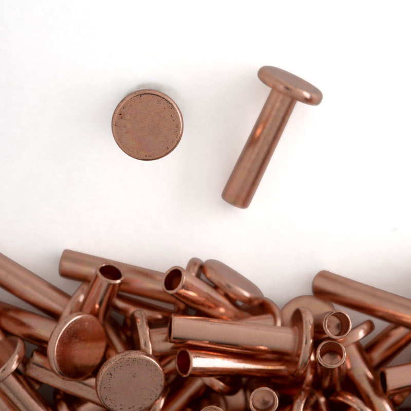 Tubular Rivets 9/16" Copper Plate 100 Pack
