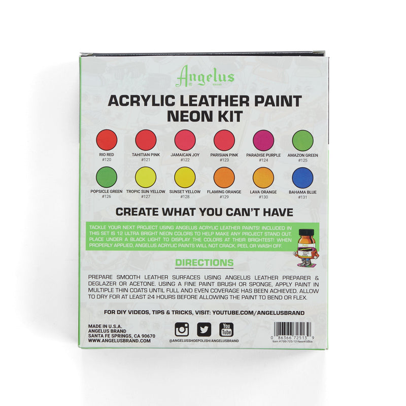 Angelus Neon Leather Paint Set