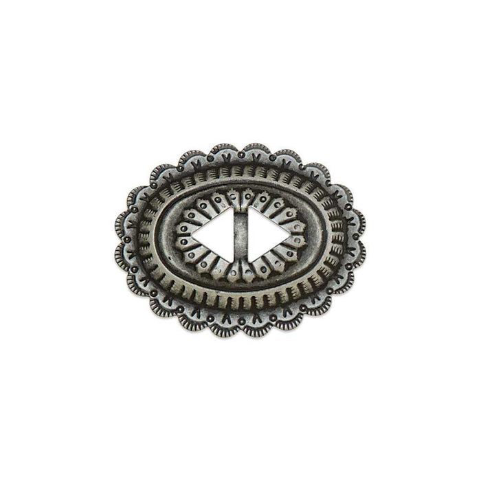 Sonora Slotted Conchos Frosted Nickel Plate - 6 Pack