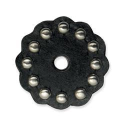 Scalloped Black Leather Conchos