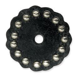 Scalloped Black Leather Conchos