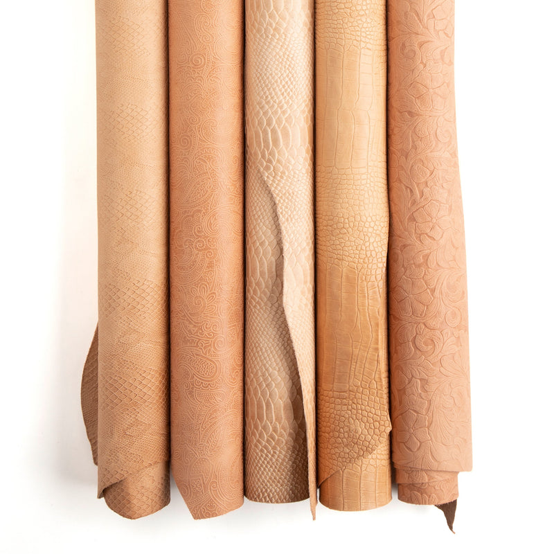 Piel Veg-Tan Sencilla, Grabada en Relieve