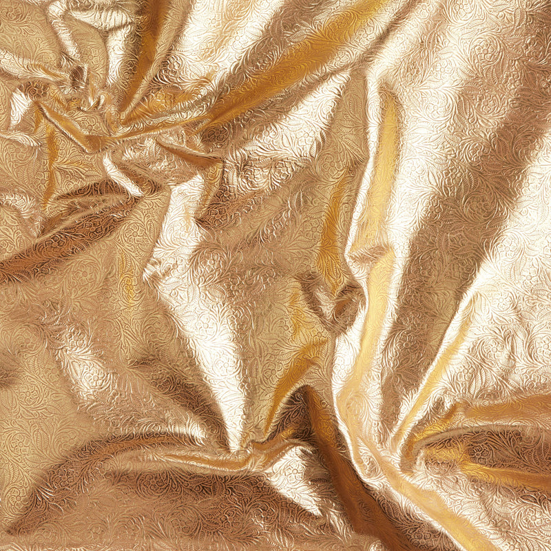 Floral Embossed Double Shoulder Ochre Gold - FINAL SALE