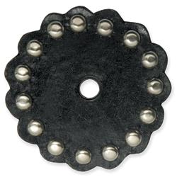 Scalloped Black Leather Conchos