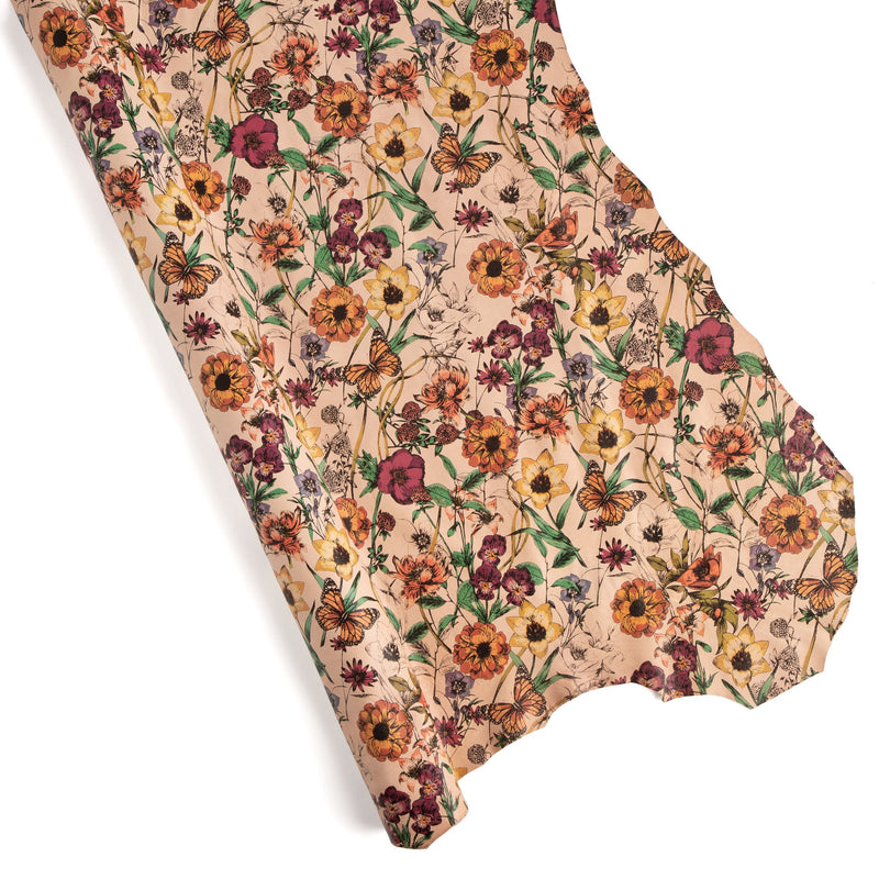 Floral Print Veg-Tan Sheepskin