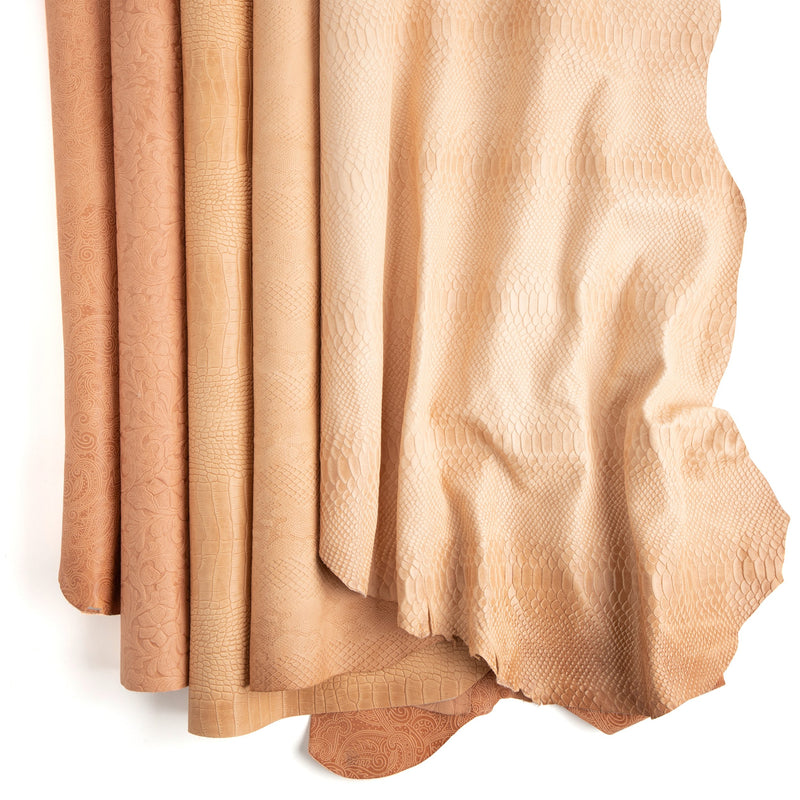 Piel Veg-Tan Sencilla, Grabada en Relieve